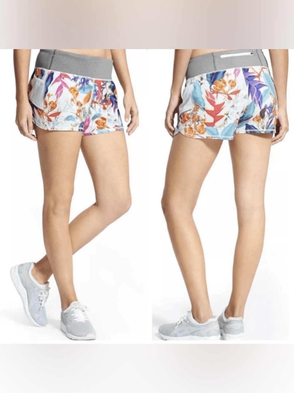 ATHLETA TROPICAL LILIES READY SET GO SHORT 4” MULTI WOMEN’S XS